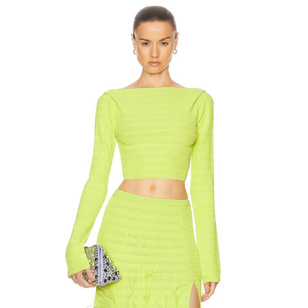 Lapointe Crepe Matte Viscose Boatneck Top Lime